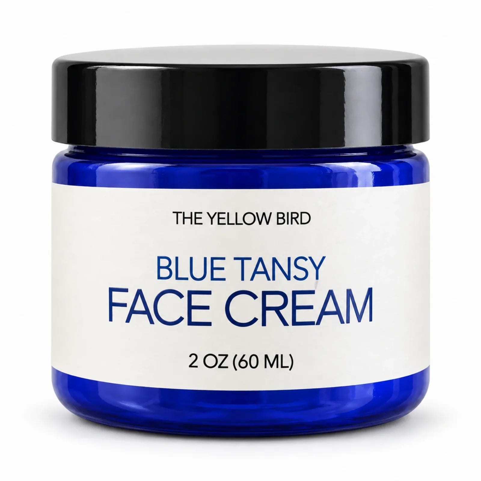 Blue Tansy Face Cream by The Yellow Bird, 2 oz (60 mL) cobalt blue jar with black lid