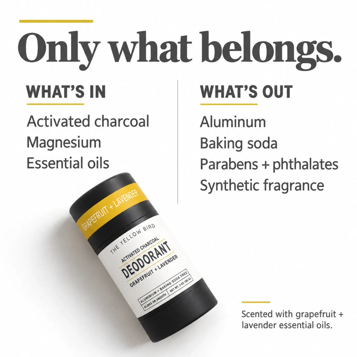 Clean deodorant without aluminum, baking soda, parabens, phthalates or synthetic fragrance