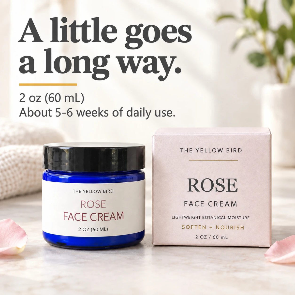 Rose Face Cream 2 oz jar and pink gift box by The Yellow Bird